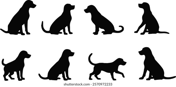 A dog silhouettes pet animals graphics set