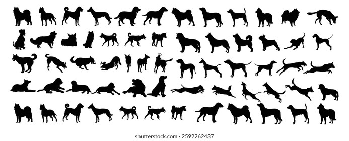 Dog silhouettes set design vector  