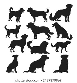 Dog silhouettes set vector on white background