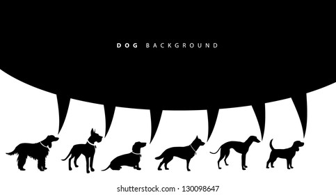 Dog Silhouettes with speech bubble. EPS 8 vector, grouped for easy editing. No open shapes or paths.