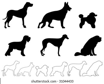 Dog silhouettes - vector