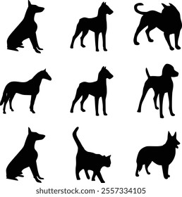 dog silhouettes vector. animal vector.