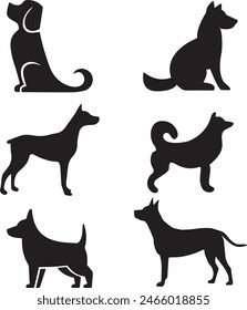 dog silhouettes vector art elements
