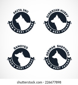 Dog Silhouettes Vector Collection. Vintage Dog Badges