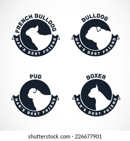Dog Silhouettes Vector Collection. Vintage Dog Badges