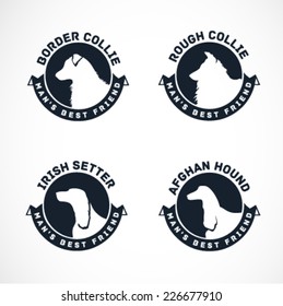 Dog Silhouettes Vector Collection. Vintage Dog Badges