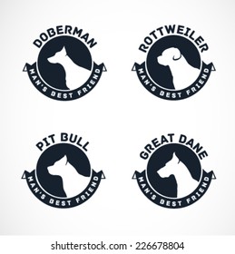 Dog Silhouettes Vector Collection. Vintage Dog Badges