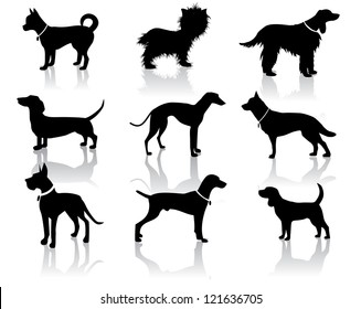 Dog Silhouettes Vector No open shapes or paths.