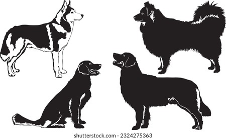 Dog Silhouettes vector set illustration