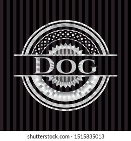 Dog silver badge or emblem. Vector Illustration. Mosaic.
