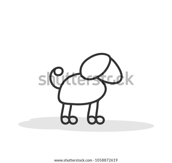 Dog Simple Drawing Sketch Domestic Pet Stock Vector Royalty