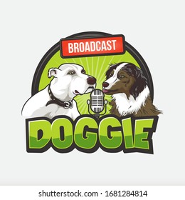 Dog Singing Broadcast Badge Logo