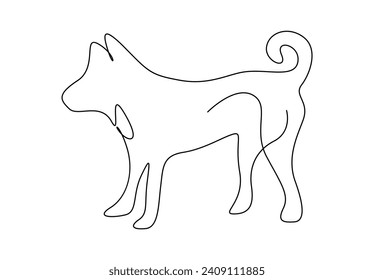 Dog in single continuous line drawing. One line art dog. Vector illustration. Pro vector.