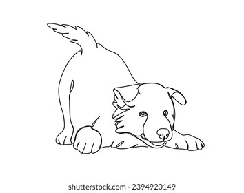 Dog Single line drawing illustration