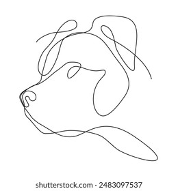 Dog. Single line drawing. Staffordshire terrier