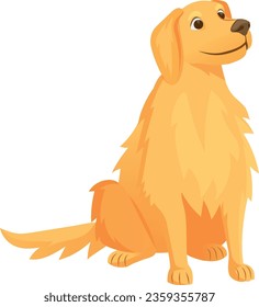 Hund sitzt. Cartoon Golden Retriever. Cute Heimtiere einzeln auf weißem Hintergrund