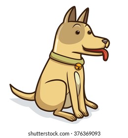 dog sit waiting for his friend cartoon vector