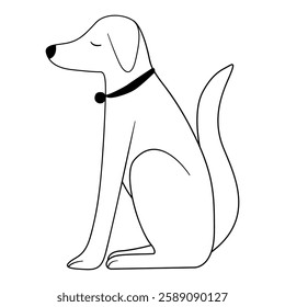 dog sitiing continuous drawing line art 