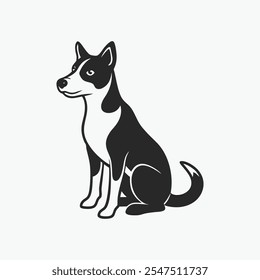 A dog sits alert, its ears upright and tail wagging.