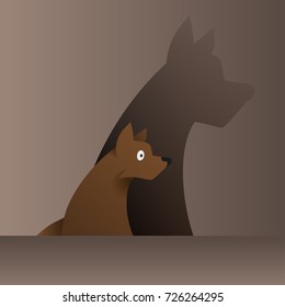 the dog sits next to the shadow - vector