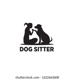 Dog sitter logo icon design vector illustration template