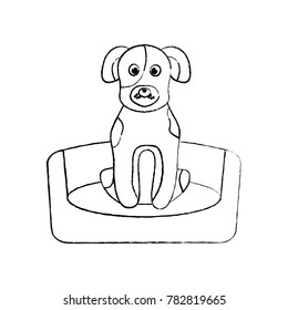 dog sitting in the bed pet animal
