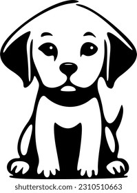 Hund sitzt schwarze Umrisse, Vektorgrafik