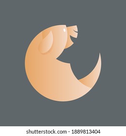 Dog Sitting in Circle Shape Logo