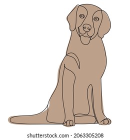 dog sitting continuous line drawing vector, isolated