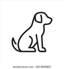 Dog sitting linear icon. Loyal pet, friend, domestic animal, training or obedience symbol. Editable stroke.