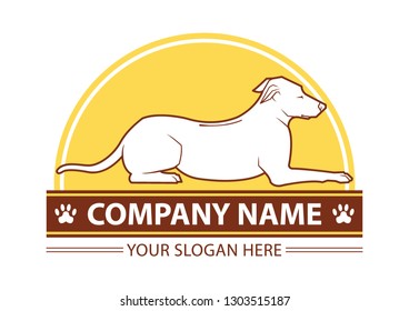 Dog sitting Logo design vector template. Pets store clinic Logotype concept icon.