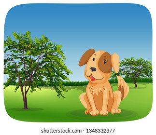 Dog sitting on grass illustration