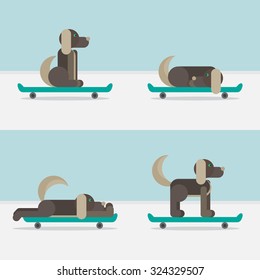Dog sitting on a skateboard. Vet symbol. Delivery icon. Vector