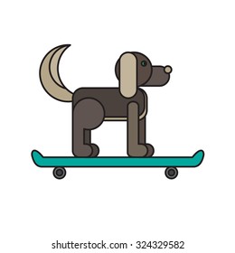 Dog sitting on a skateboard. Vet symbol. Delivery icon. Vector