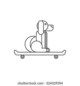 Dog sitting on a skateboard. Vet symbol. Delivery icon. Vector