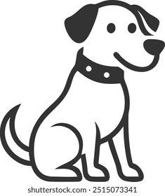 A dog is sitting on a white background. The dog is wearing a collar. The dog has a happy expression