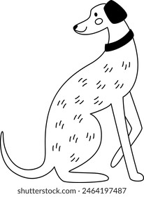 Dog Sitting Outline Vector Illustration