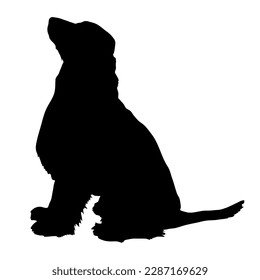 Dog sitting Pet silhouette. Vector dog breeds