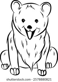 
Dog sitting posing. Domestic animal. Hand drawn vector isolated illustration doodle. 