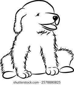 
Dog sitting posing. Domestic animal. Hand drawn vector isolated illustration doodle. 