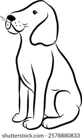 
Dog sitting posing. Domestic animal. Hand drawn vector isolated illustration doodle. 