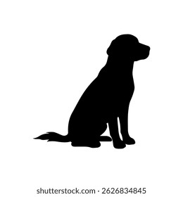 Dog sitting silhouette vector flat illustration design.