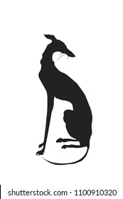 dog sitting, silhouette, vector, white background