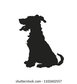 dog sitting, silhouette, vector, white background