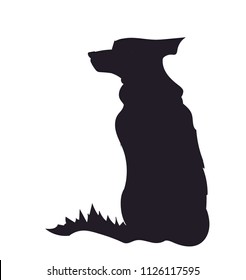 dog sitting, silhouette, vector, white background