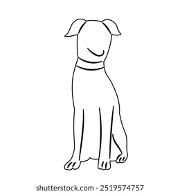 Boceto de perro sentado, contorno, Vector