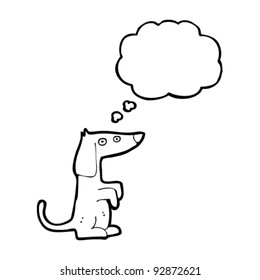 dog sitting with thought bubble