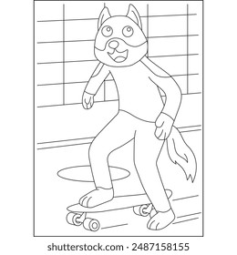 dog skate funny coloring book page for kids or grown adults coloring book mindful relaxation activity