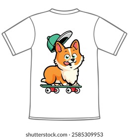 dog skating, funny skater dog character illustration vector, T-shirt design, Dog on skateboard funny cool summer t-shirt print design, ride the wall graffitti style slogan with cool dog skateboarder.