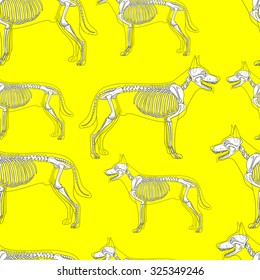 Dog skeleton seamless pattern background vector illustration, seamless pattern